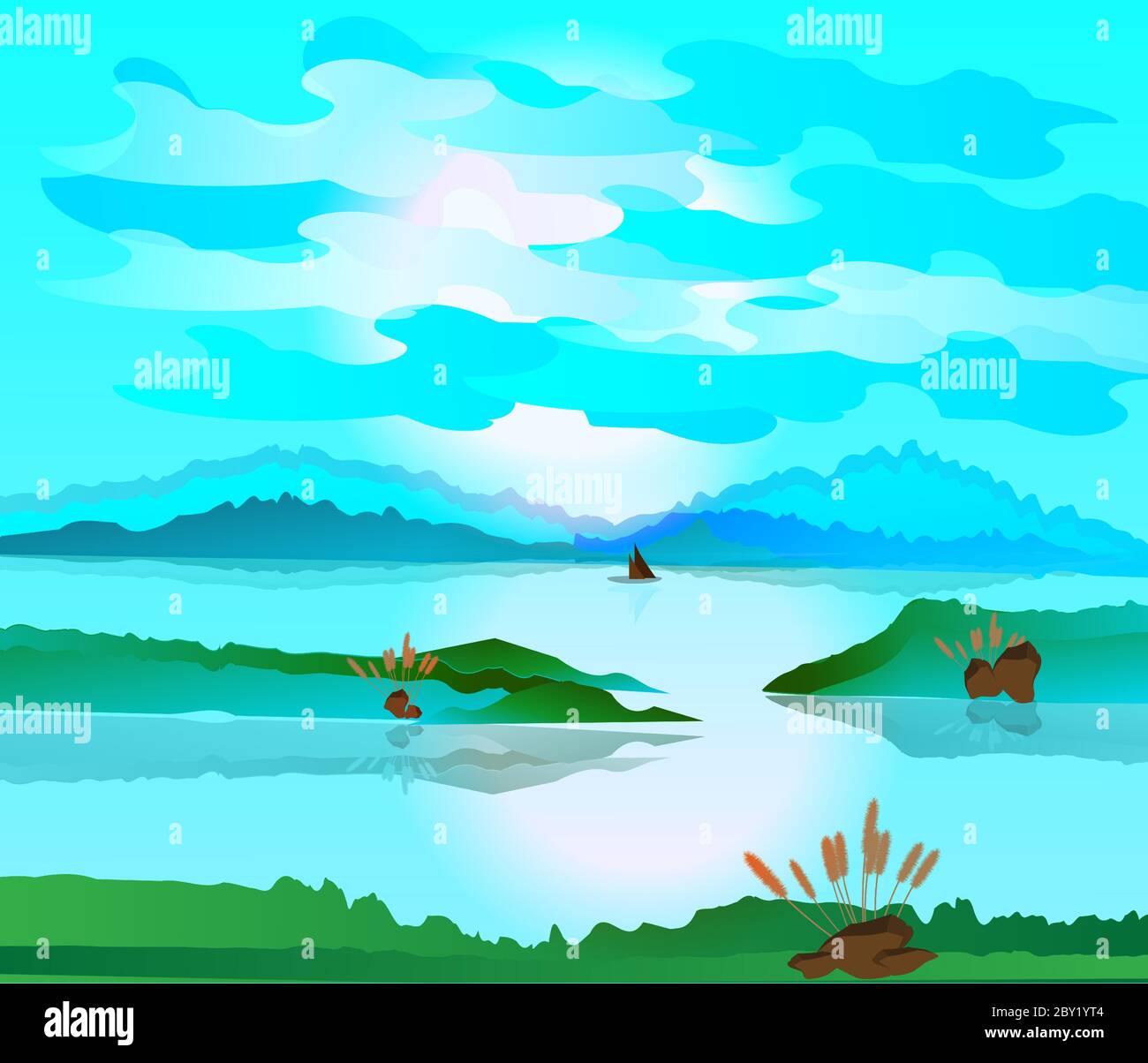Beautiful landscape environment nature background Stock Vector