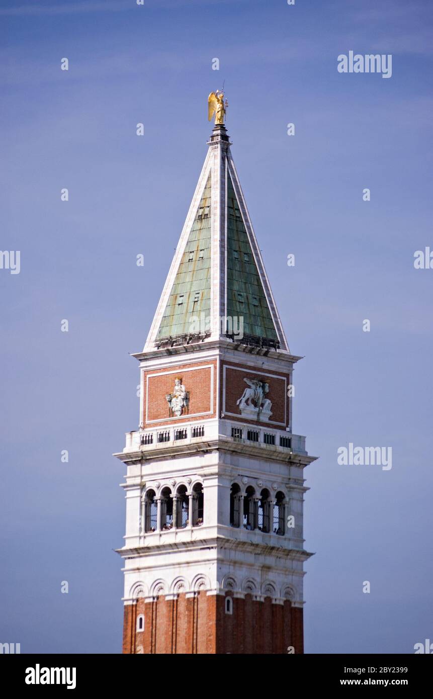 Top of the world famous bell tower, campanile, of St Mark's Basilica