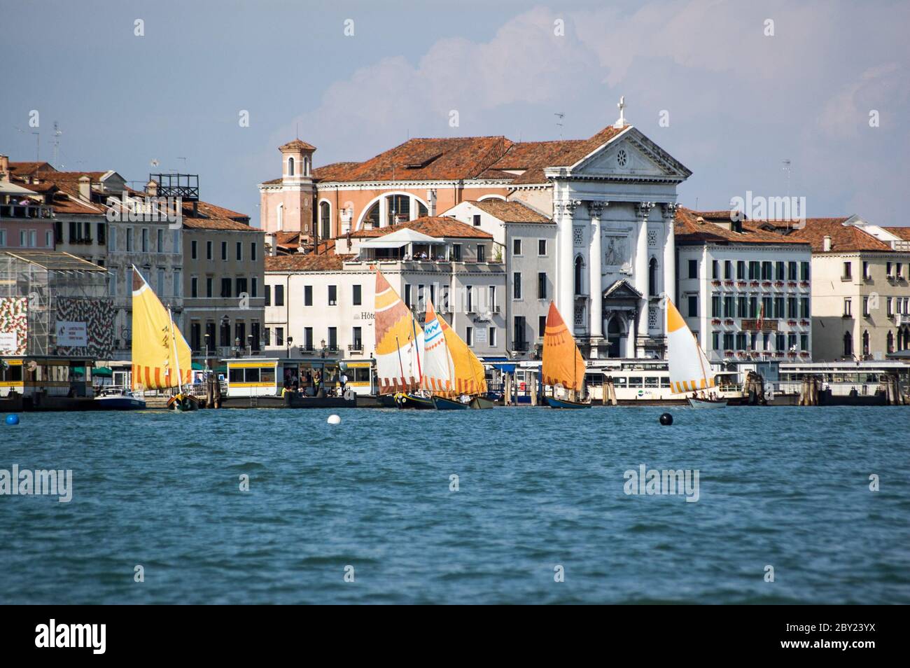 Venice, Italy - June 12, 2011:  Teams from Italy's four historic maritime republics compete in their annual regatta. Stock Photo