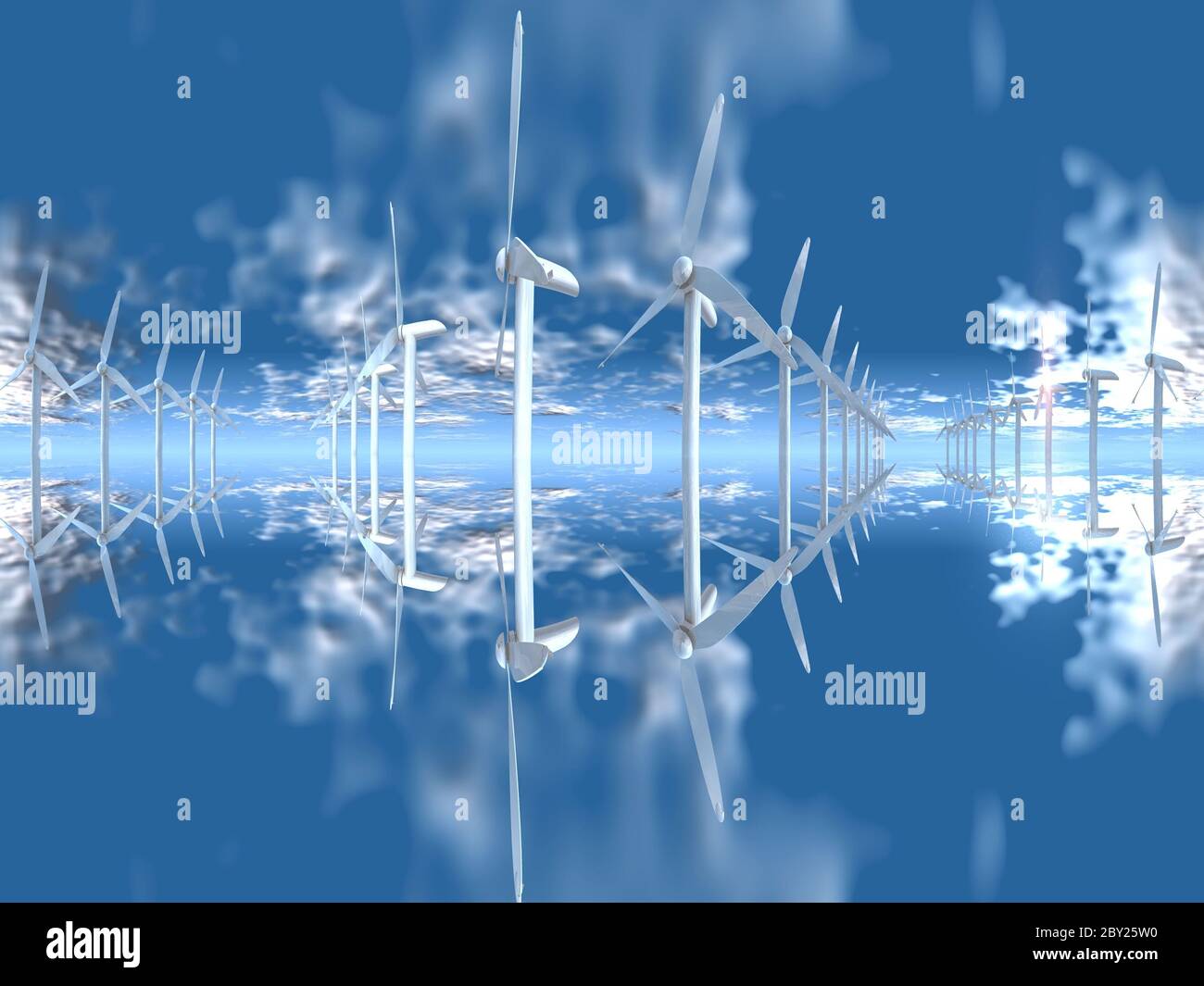 wind turbines on a blue sky Stock Photo - Alamy
