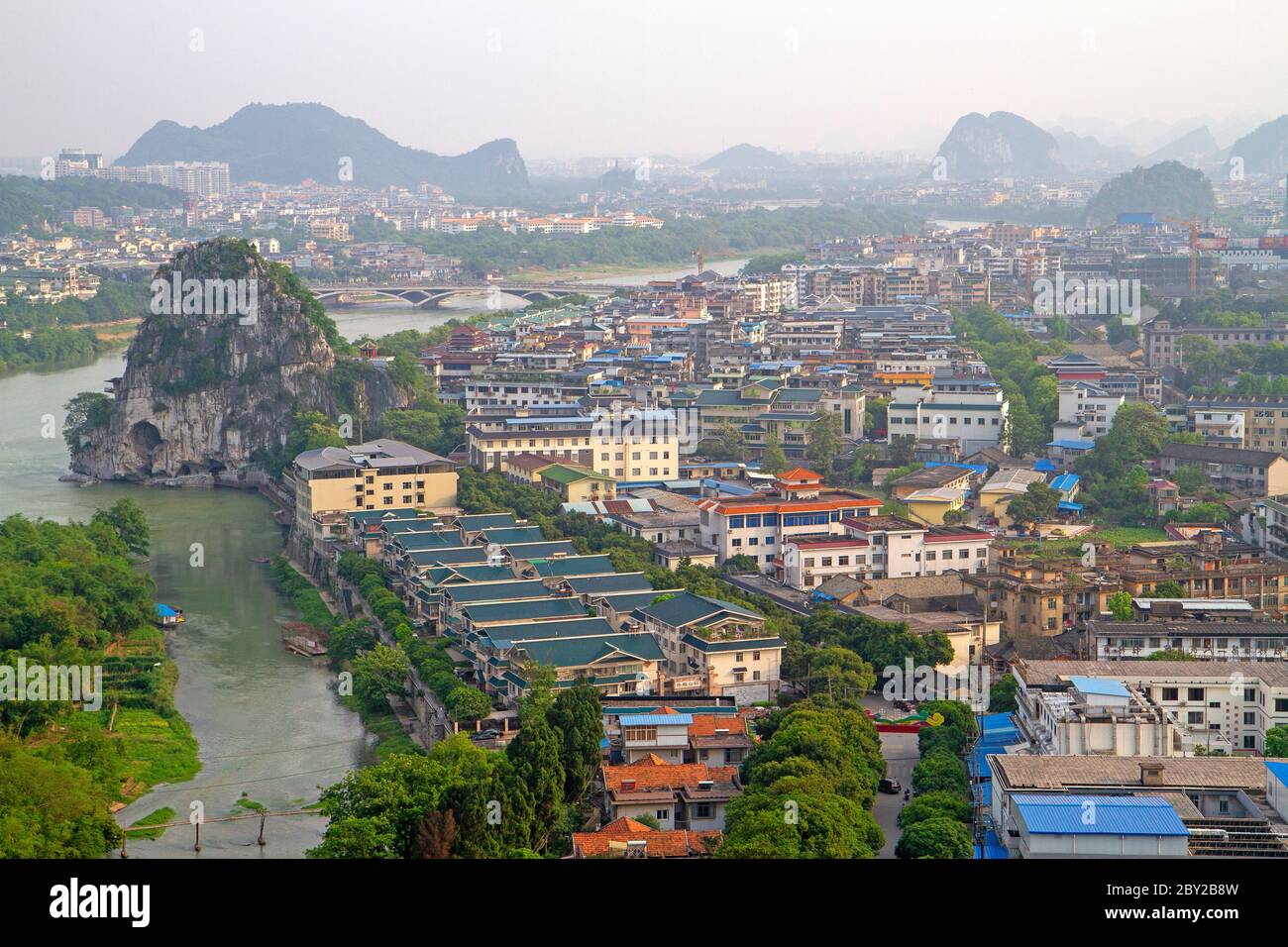 Overhead of Guilin and the Li River Stock Photo