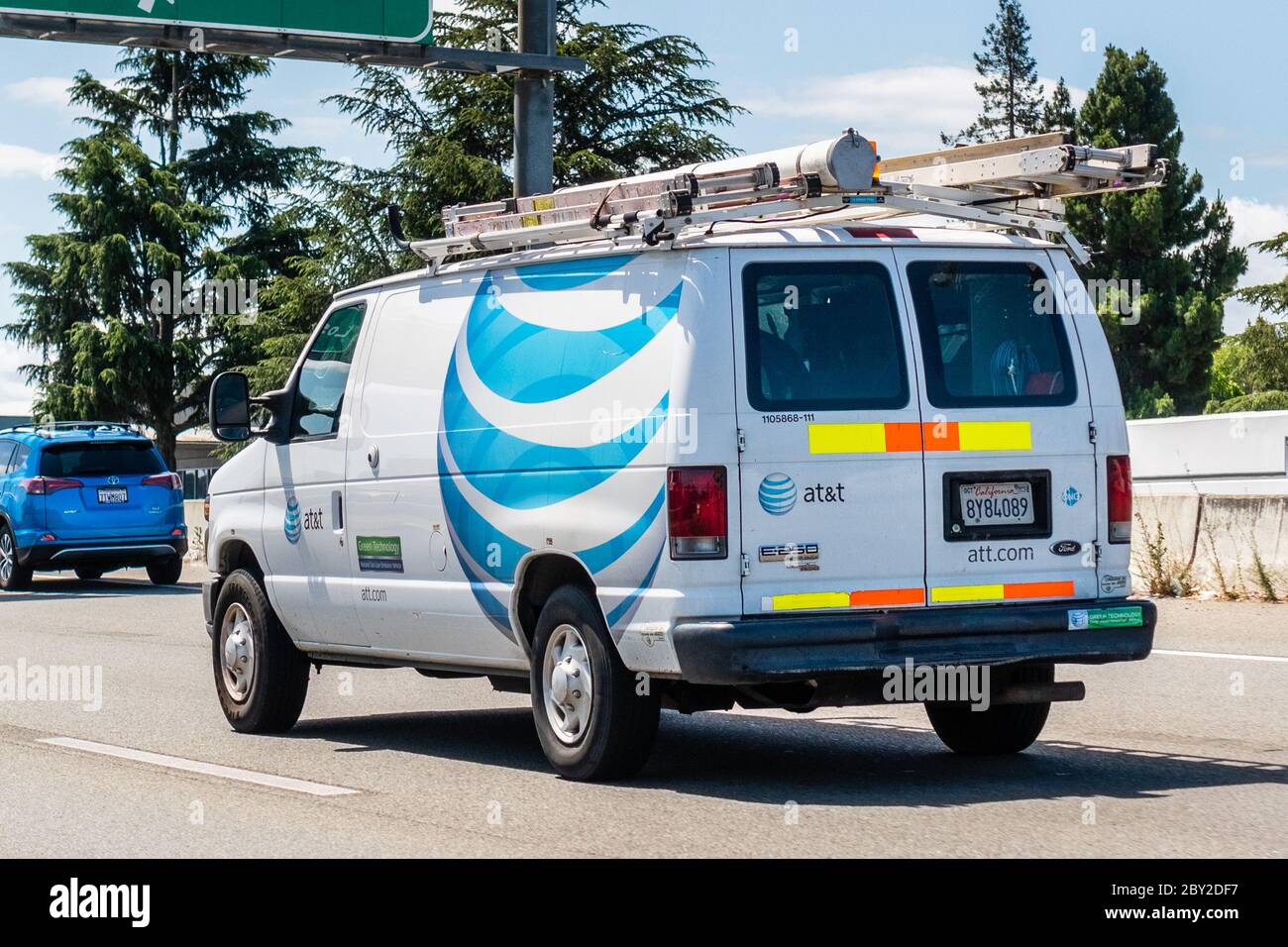 Jun 6, 2020 San Jose / CA / USA - AT&T service van driving on the ...