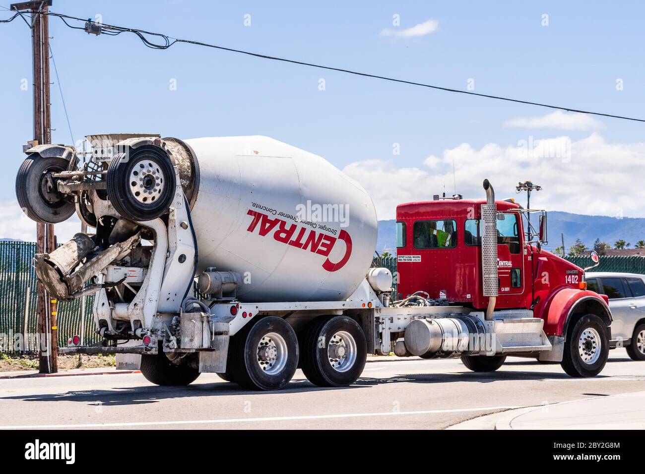 May 20, 2020 San Jose / CA / USA - Central Concrete mixer truck  transporting cement to the construction site; Central Concrete Supply  Company is a sub Stock Photo - Alamy