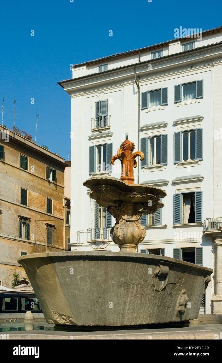 Fountain at Piazza Farnese, Rome, italy Stock Photo