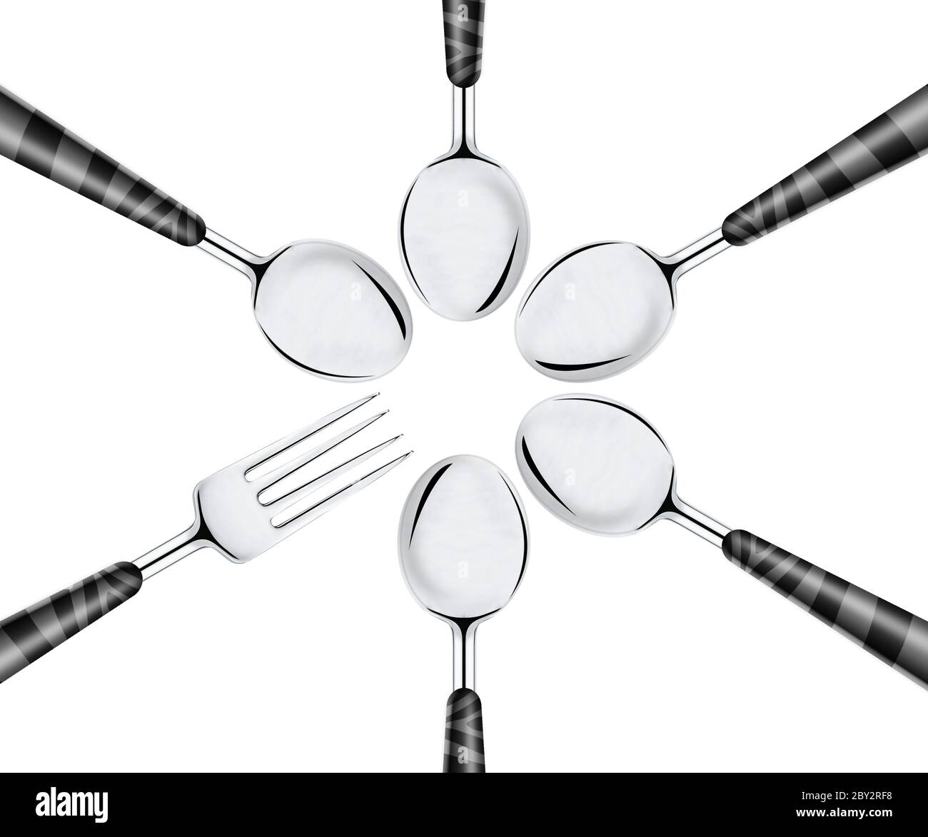 Fork and set of spoons Stock Photo