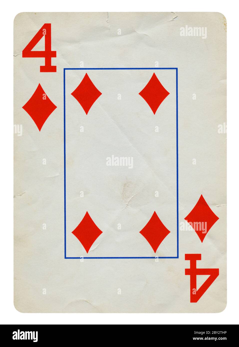 Four of Diamond playing card isolated on white (clipping path