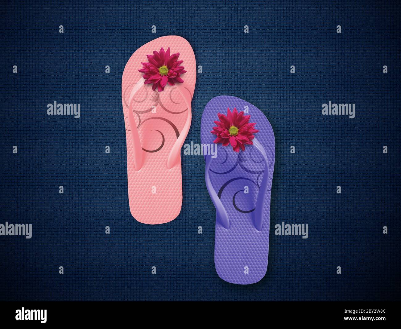 Colorful Flip Flops on dark blue background Stock Photo - Alamy