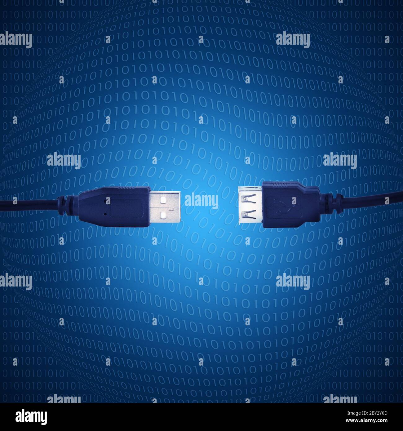 blue usb cable with digitals on background Stock Photo