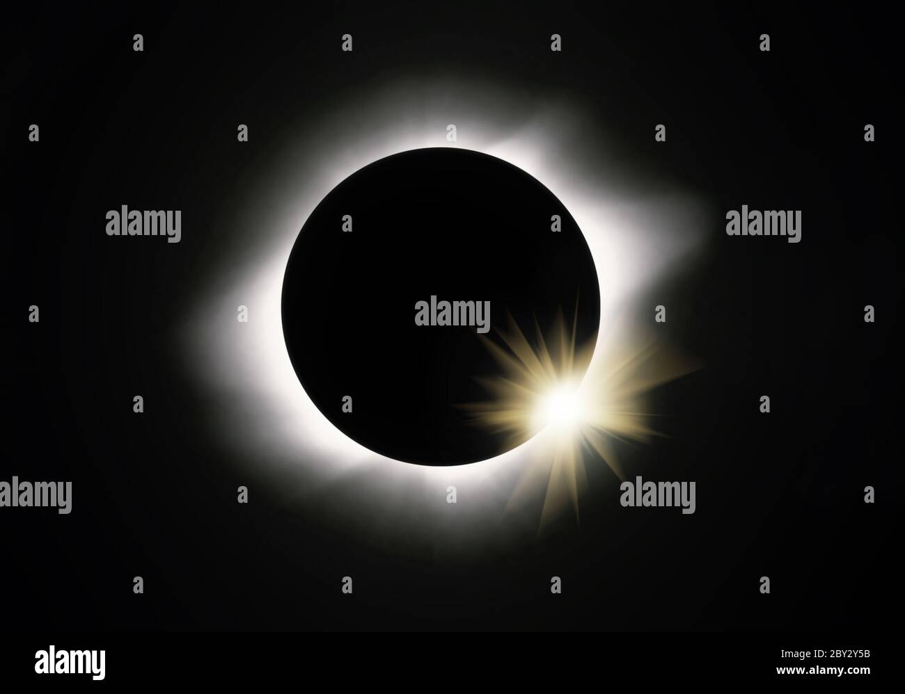 Full sun eclipse Stock Photo