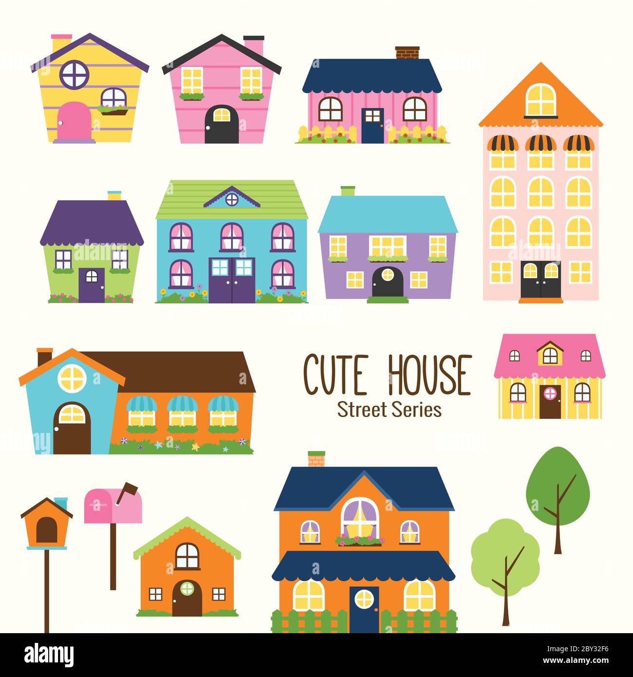 It is a collections of cute and colorful houses Stock Vector Image ...