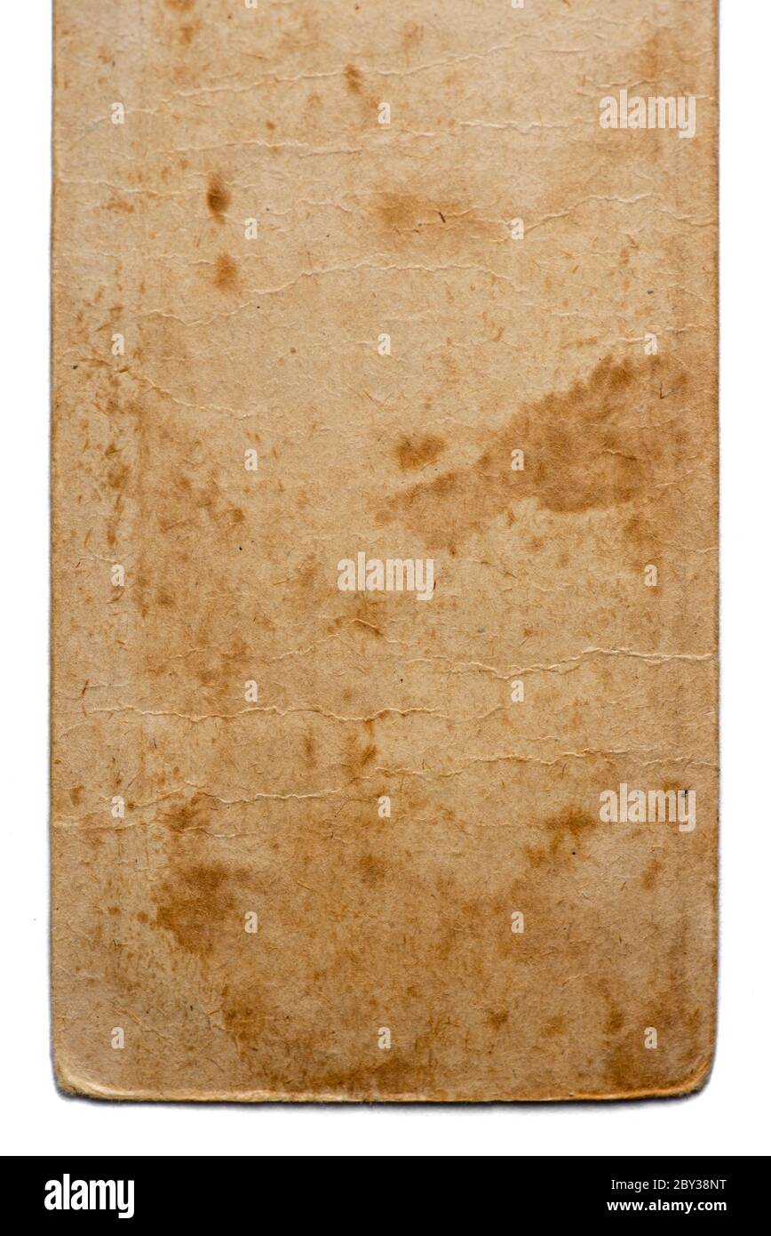 Old yellow craft paper card isolated Stock Photo