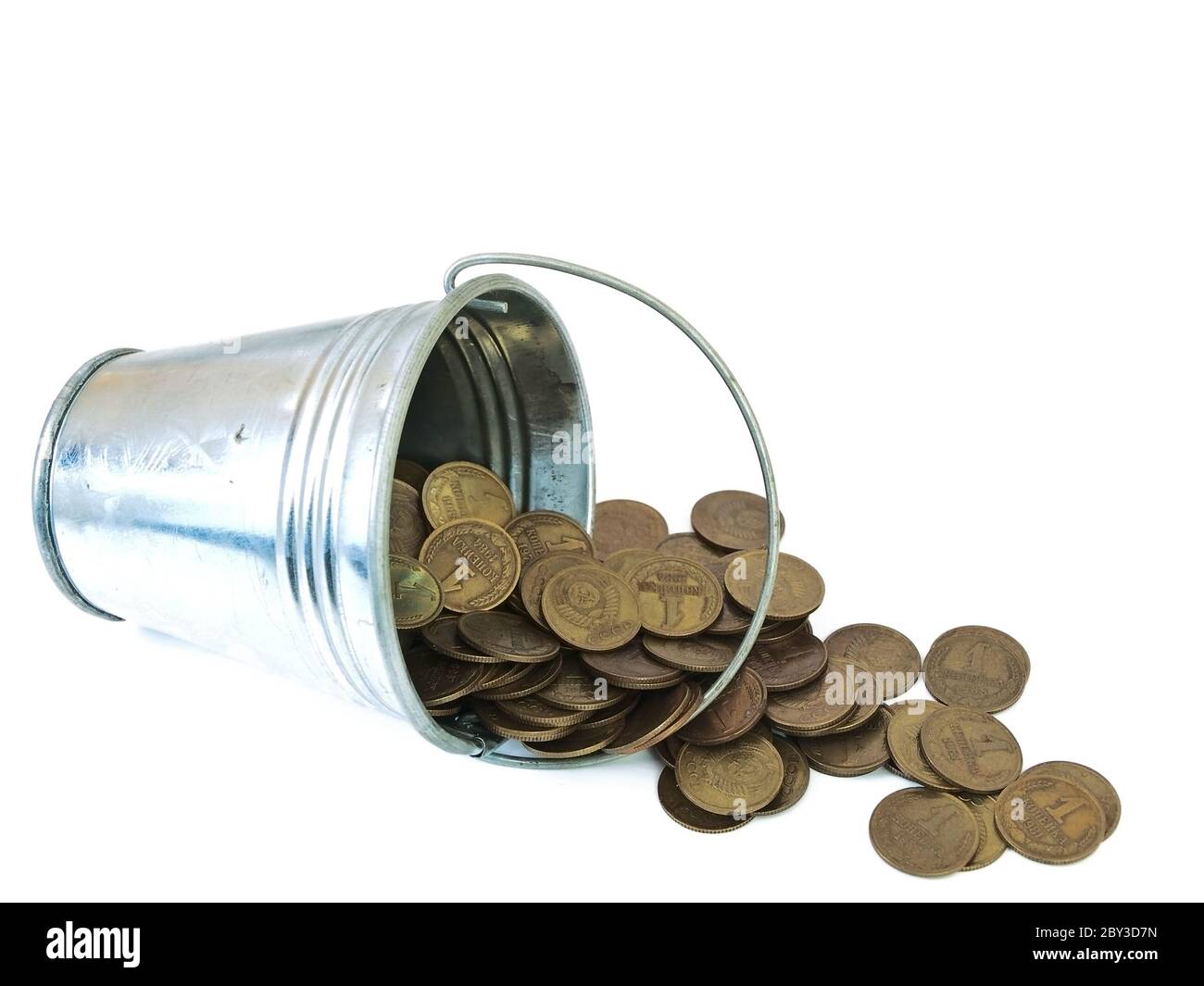 bucket with coins Stock Photo - Alamy