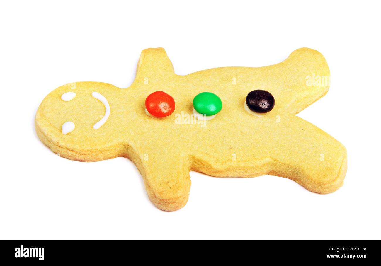 Gingerbread man cookie isolated on white Stock Photo