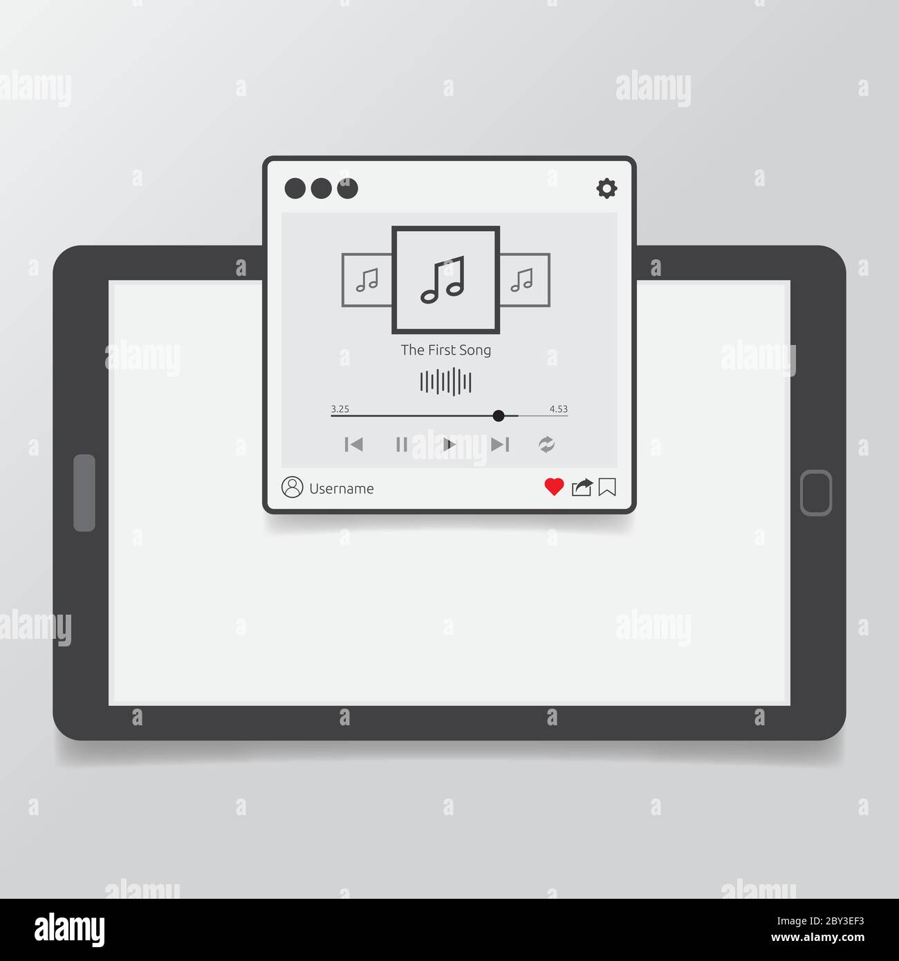 isolated audio streaming player user interface application. flat design