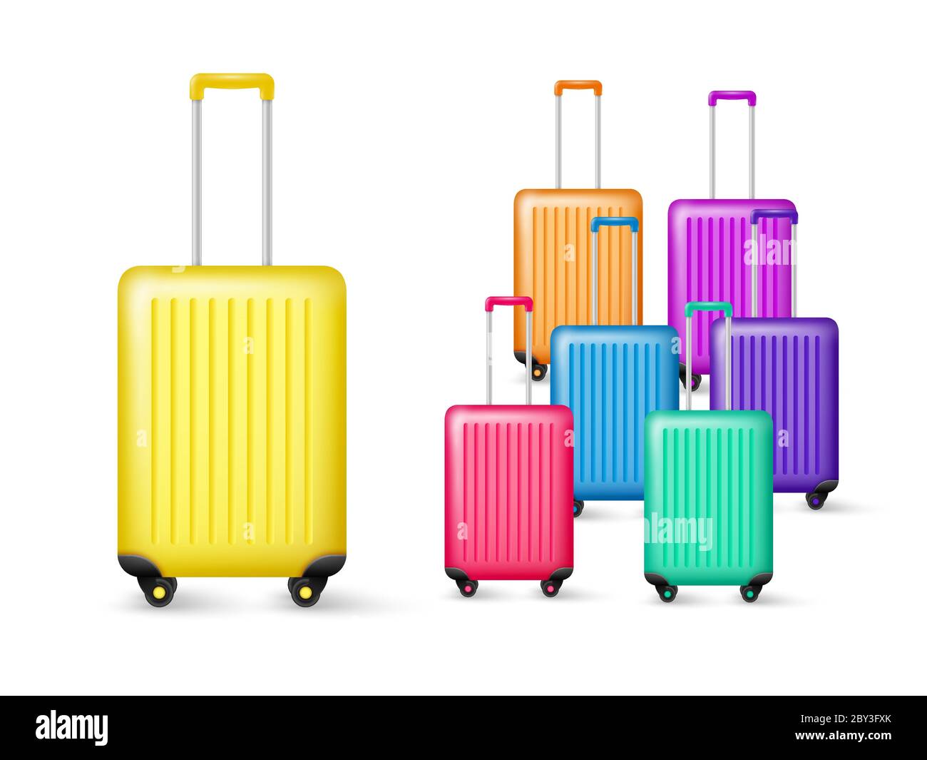 Realistic travel luggage collection. Stock Vector