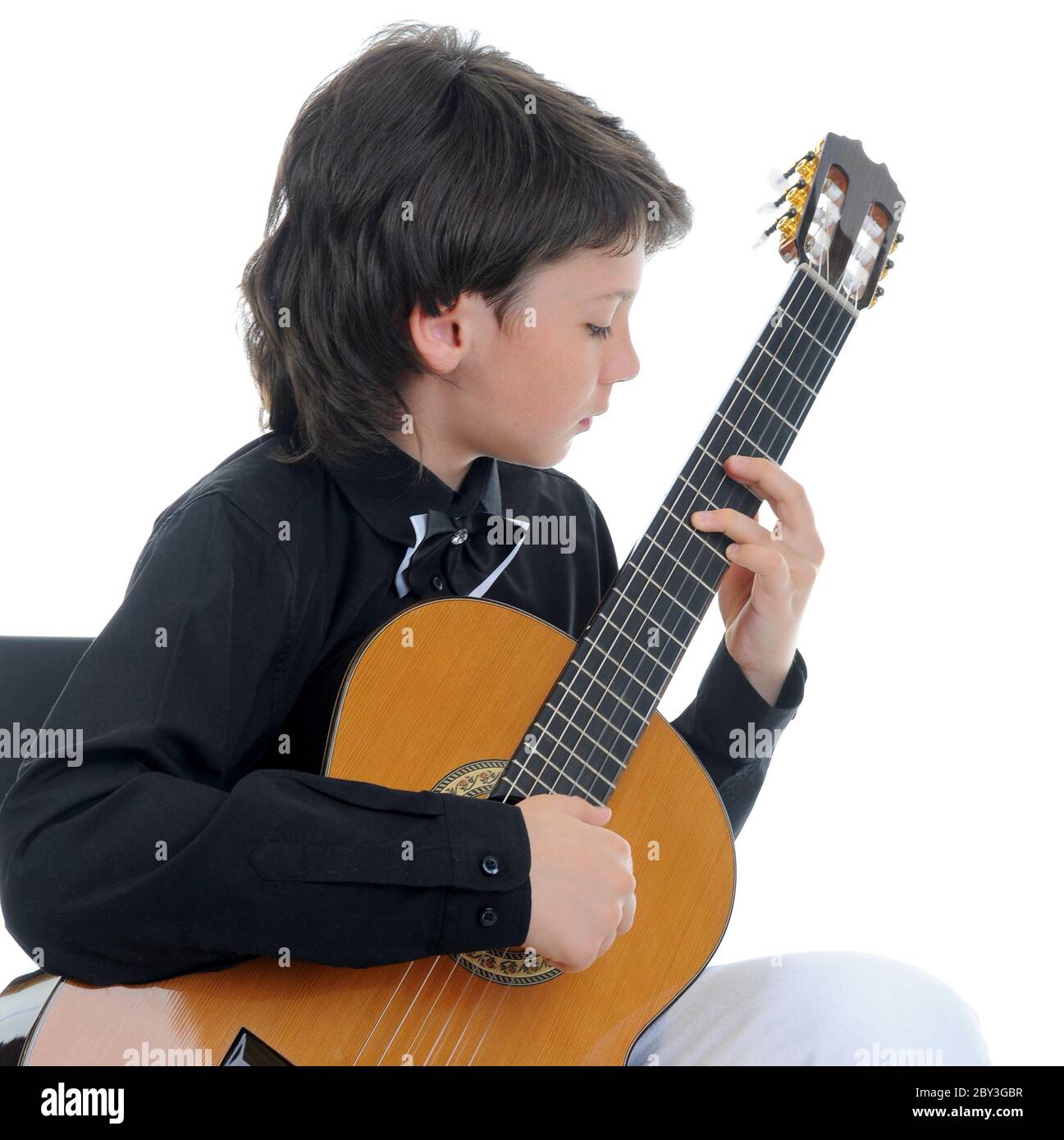 Little boy musician playing guitar Stock Photo Alamy