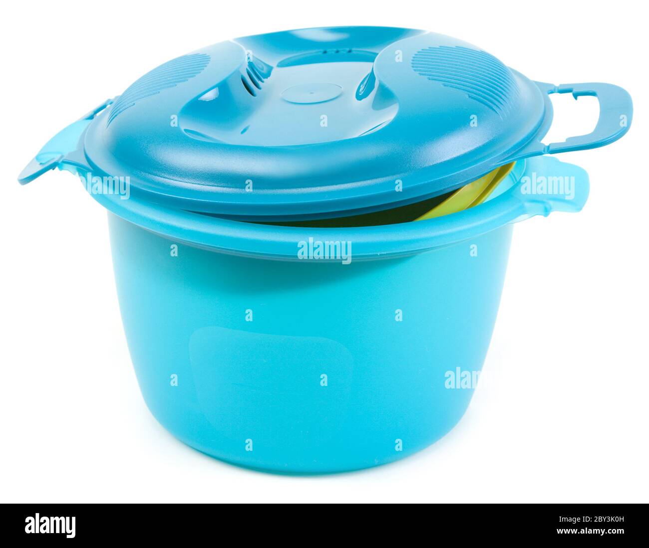 Blue plastic saucepan Stock Photo Alamy