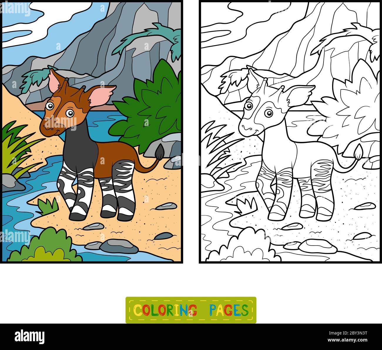 22+ new stock Okapi Coloring Page : Cute Okapi Stock Illustrations 81