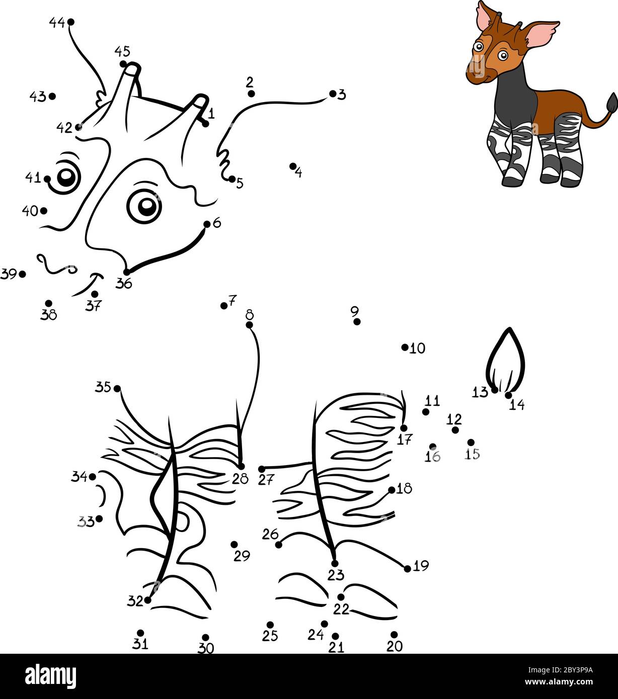 Numbers game, education dot to dot game for children, Okapi Stock ...