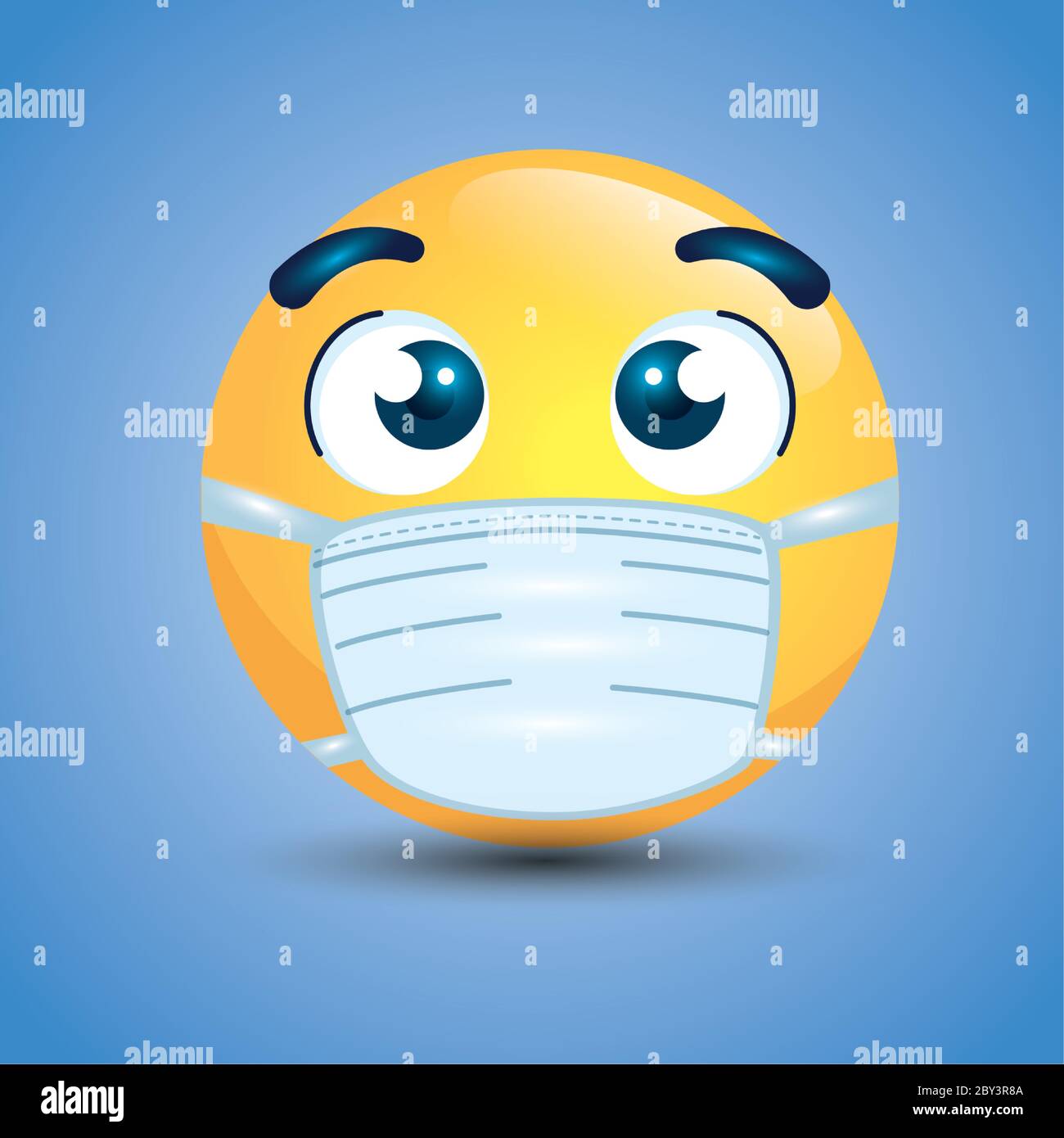 Download Emoji With Open Eyes Wearing Medical Mask Yellow Face With A White Surgical Mask Icon For Covid 19 Coronavirus Outbreak Stock Vector Image Art Alamy PSD Mockup Templates