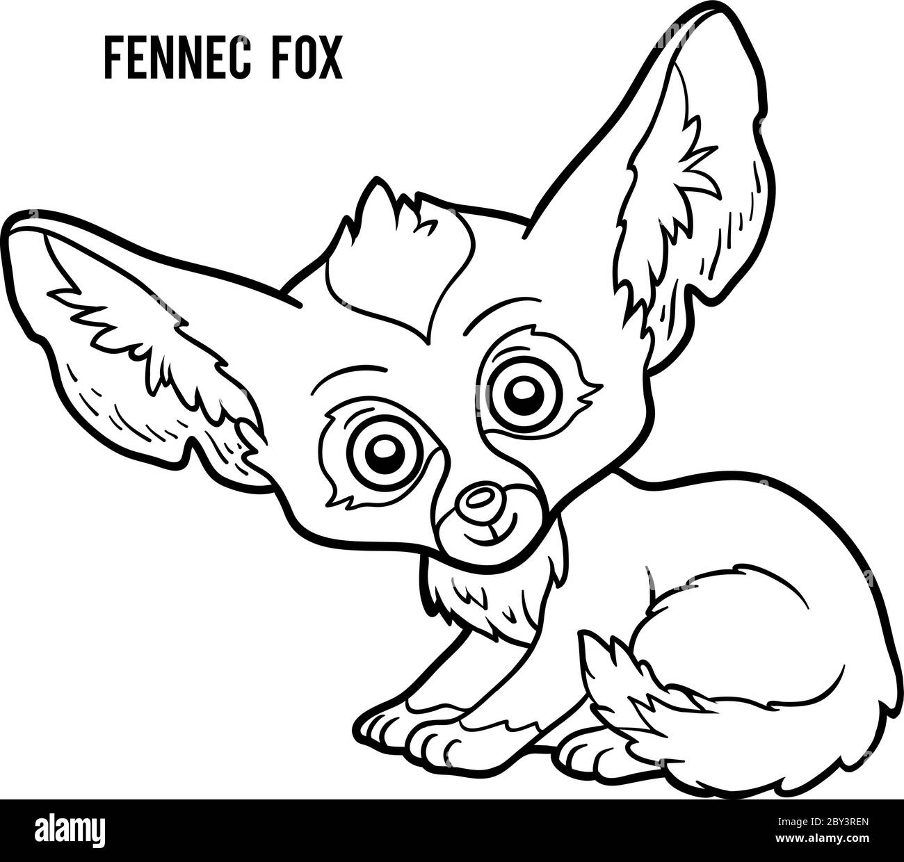 Coloring book for children, Fennec fox Stock Vector