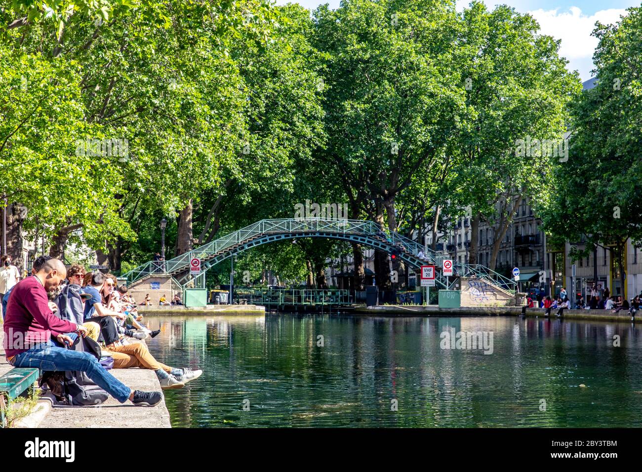 Paris, France - May 25, 2020: Street view of Saint Martin's canal, located in the french light-city, capital of France, Paris Stock Photo