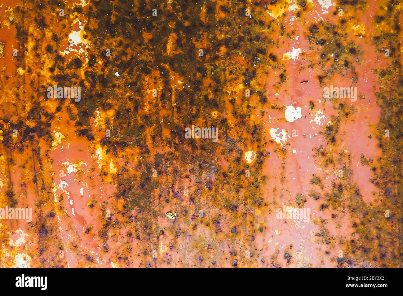Close-up of Rust on Old metal iron panel. Grunge rusted metal. Old wall texture background. Stock Photo