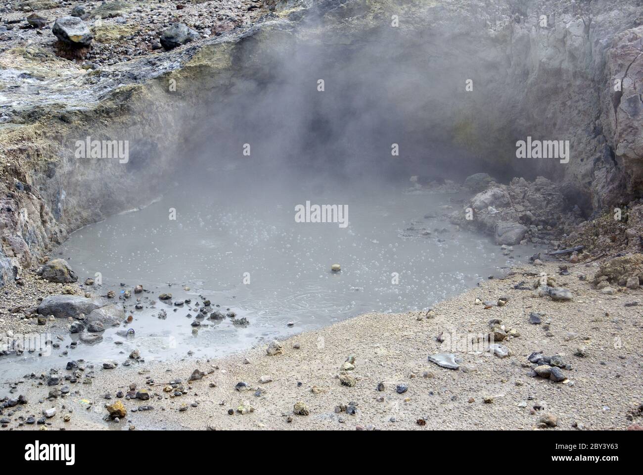 Bubbling mud pool Stock Photo