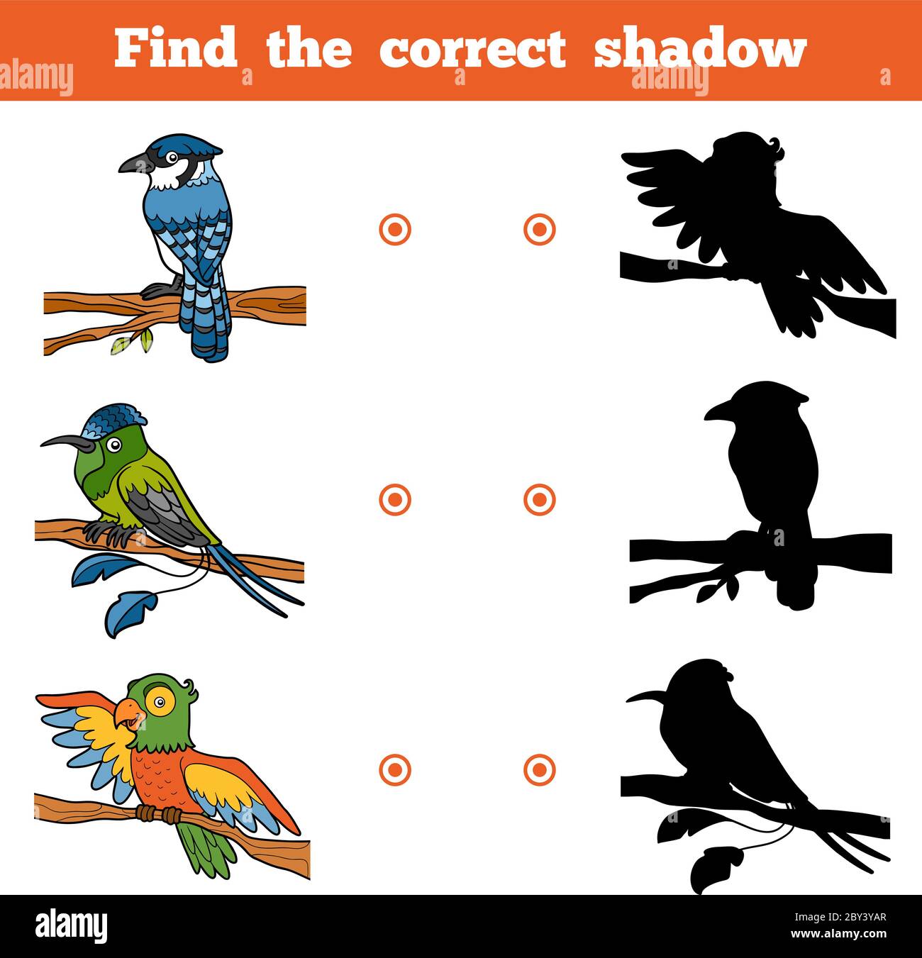 Find the correct shadow. Educational game for children. Vector