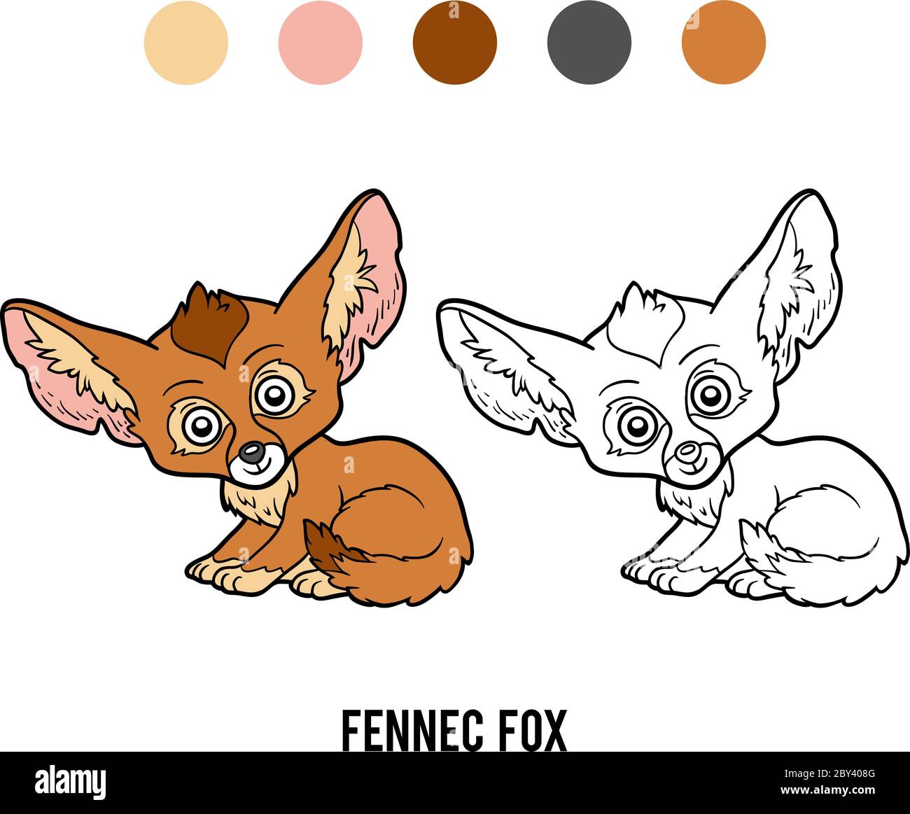 Coloring book for children, Fennec fox Stock Vector