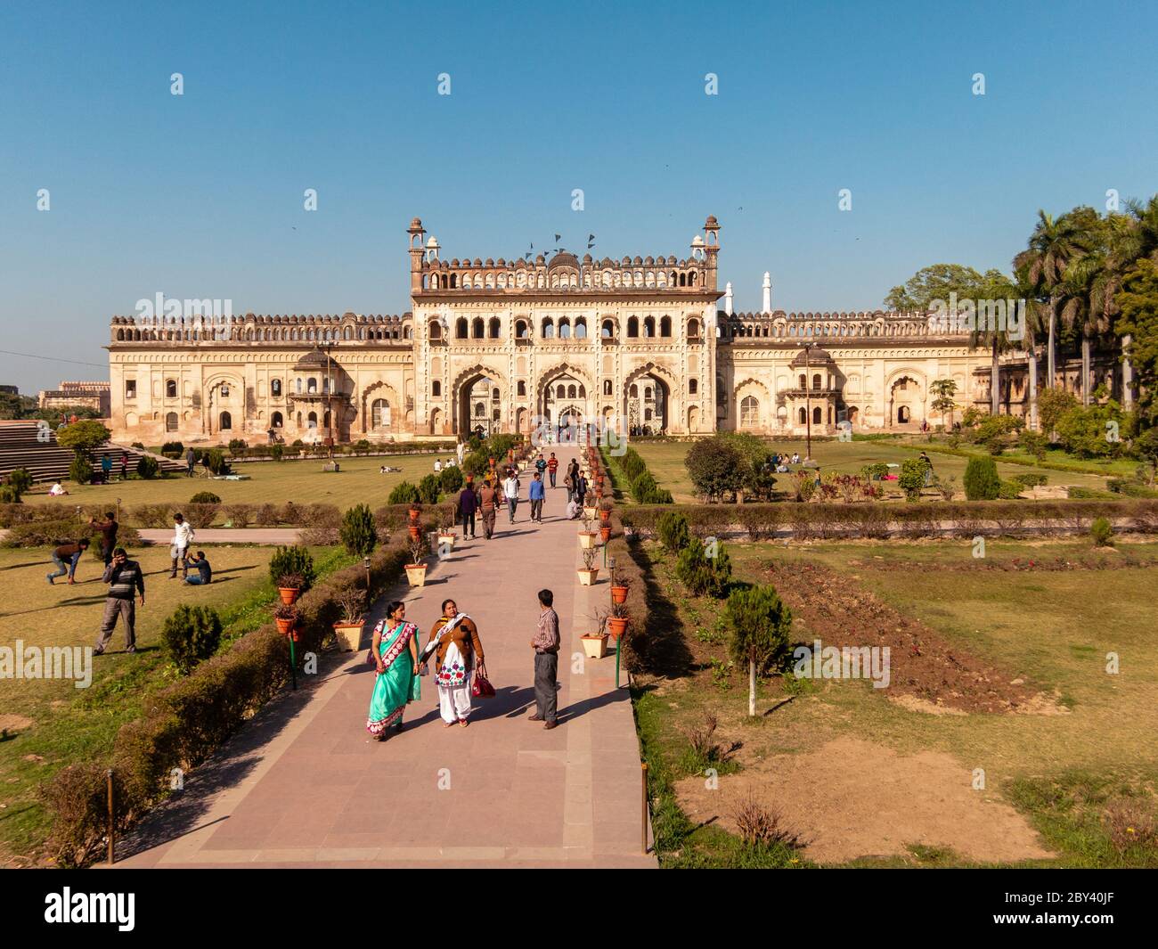 Lucknow, Uttar Pradesh, India - February 2015: Tourists taking a walk ...