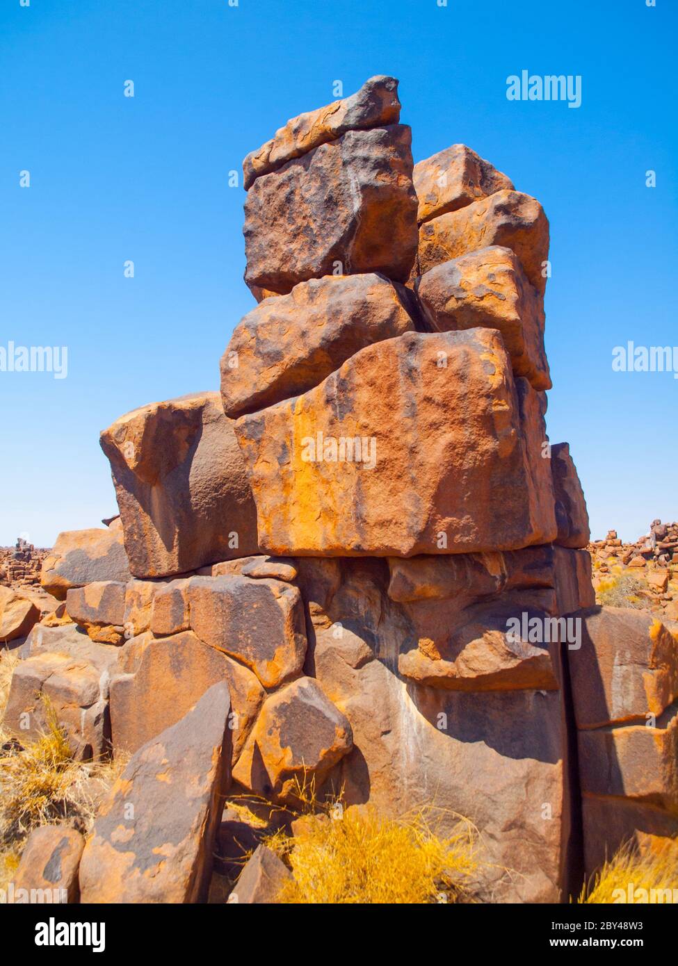 Giant's Playground rock formations on sunny day with clear blue sky near Keetmanshoop, Namibia, Africa Stock Photo