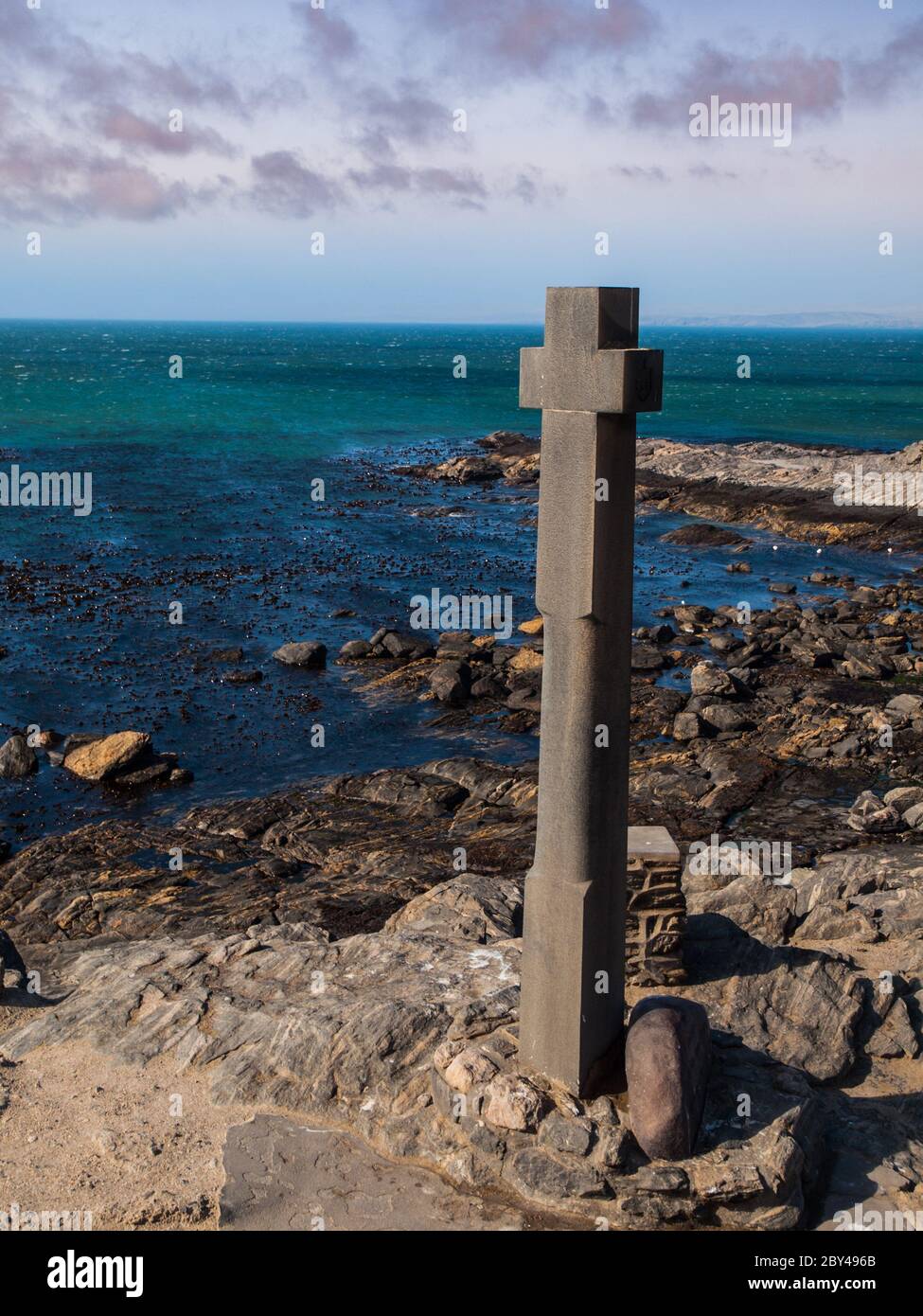 Stone cross at Diaz point near Luderitz (Namibia) Stock Photo