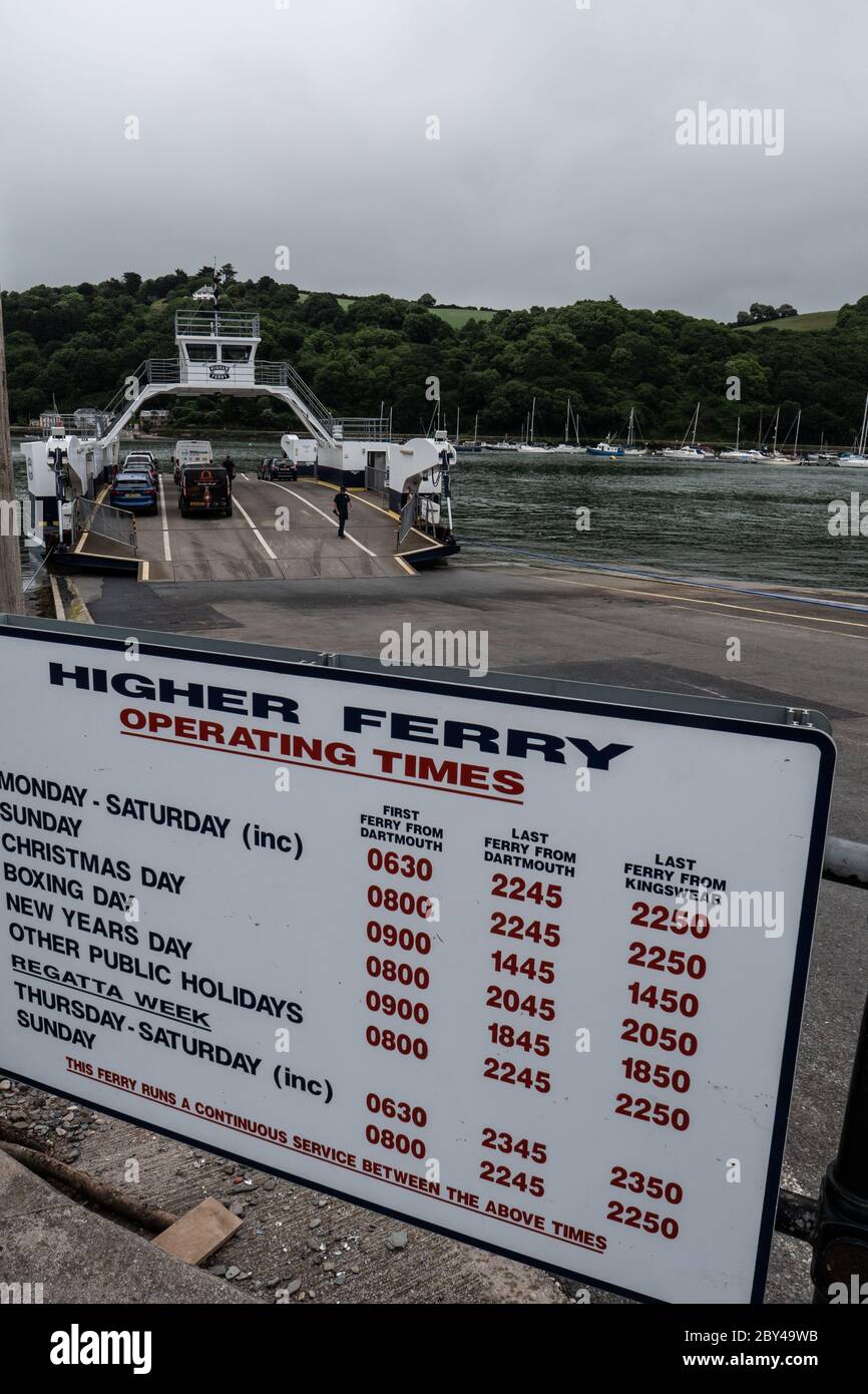 The Higher Ferry River Dart crossing at Darmouth Devon UK Stock Photo