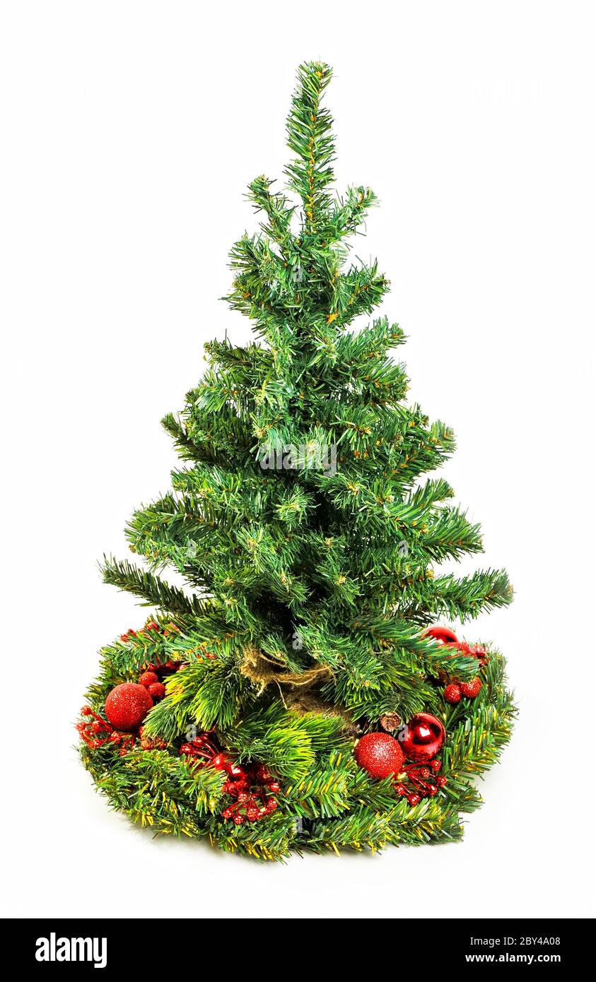 Christmas tree with balls isolated Stock Photo