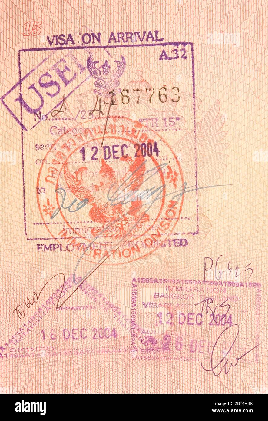 passport stamps visa on arrival to thailand Stock Photo Alamy