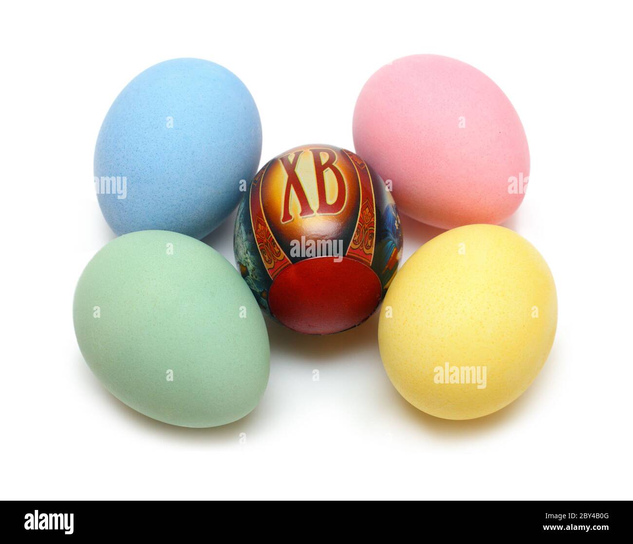easter - colored eggs on white Stock Photo