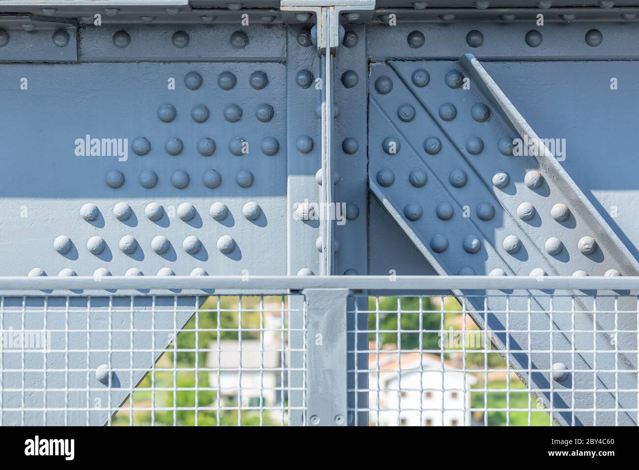 Detailed view of a metallic structure bridge, framework and truss Stock ...