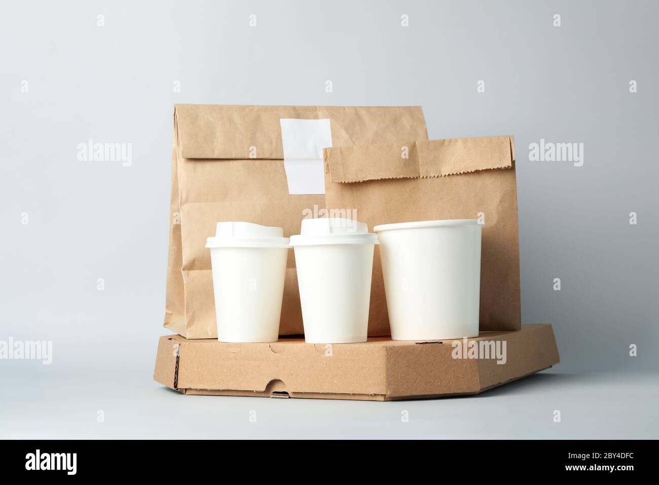Download Food Delivery Mockup On Light Gray Background Space For Text Stock Photo Alamy