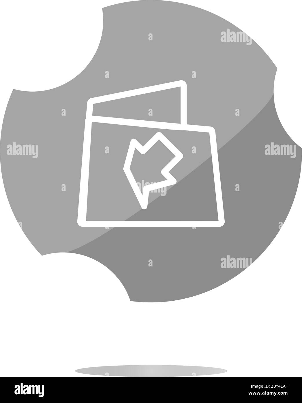 Folder icon web button with map isolated on white Stock Photo