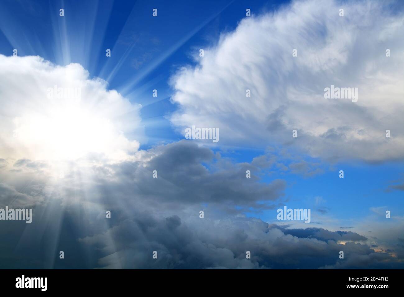 beauty sky with sun and clouds Stock Photo