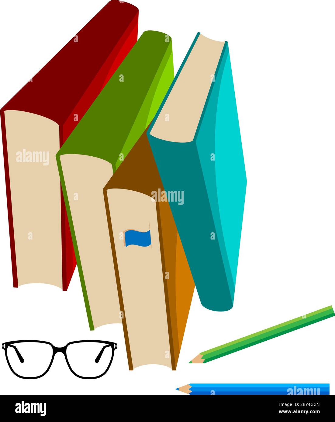 Book Pencil Spectacle Vector Illustration Stock Vector