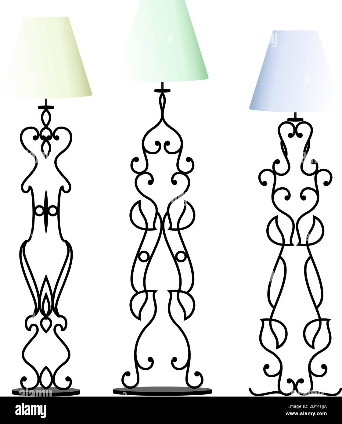 Wrought Iron Table Floor Lamp Vector Illustration Stock Vector Image