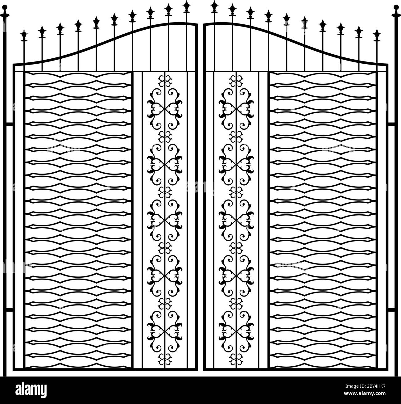 Wrought Iron Gate, Door, Fence, Window, Grill, Railing Design Stock