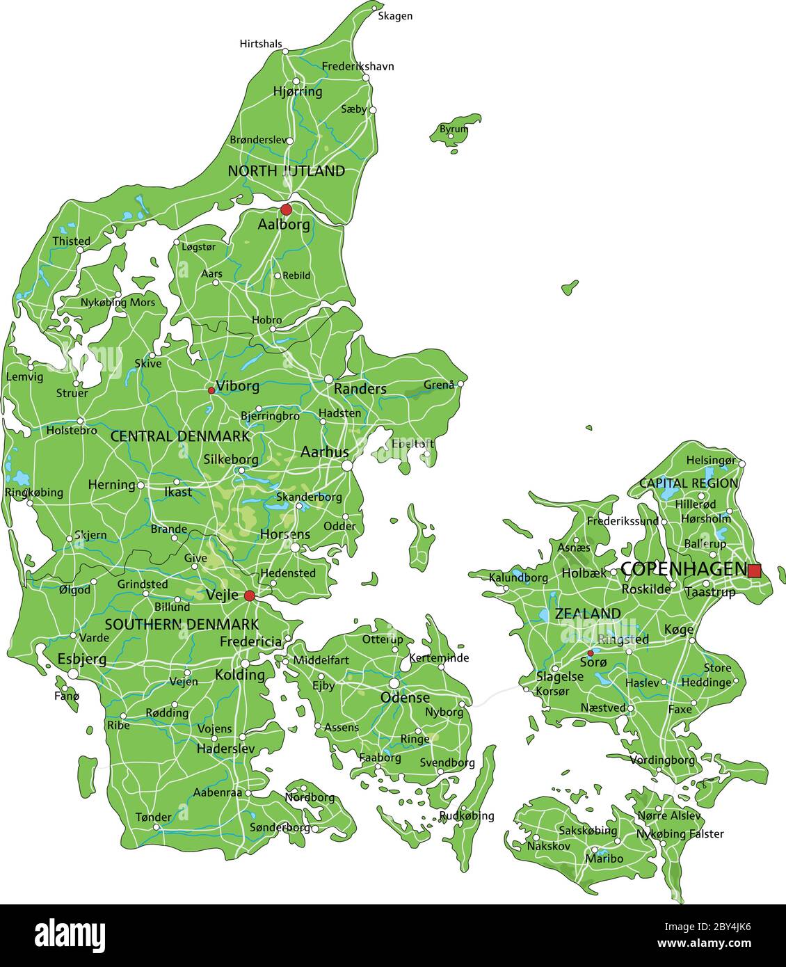 High Detailed Denmark Physical Map With Labeling Stock Vector Image High Detailed Denmark Physical Map With Labeling 2BY4JK6