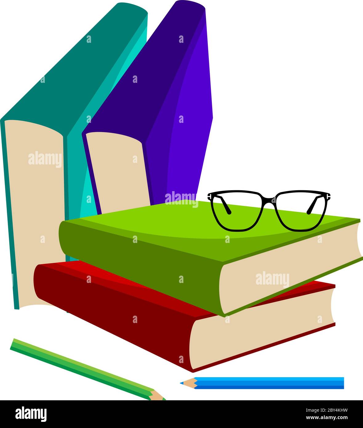 Book Pencil Spectacle Vector Illustration Stock Vector