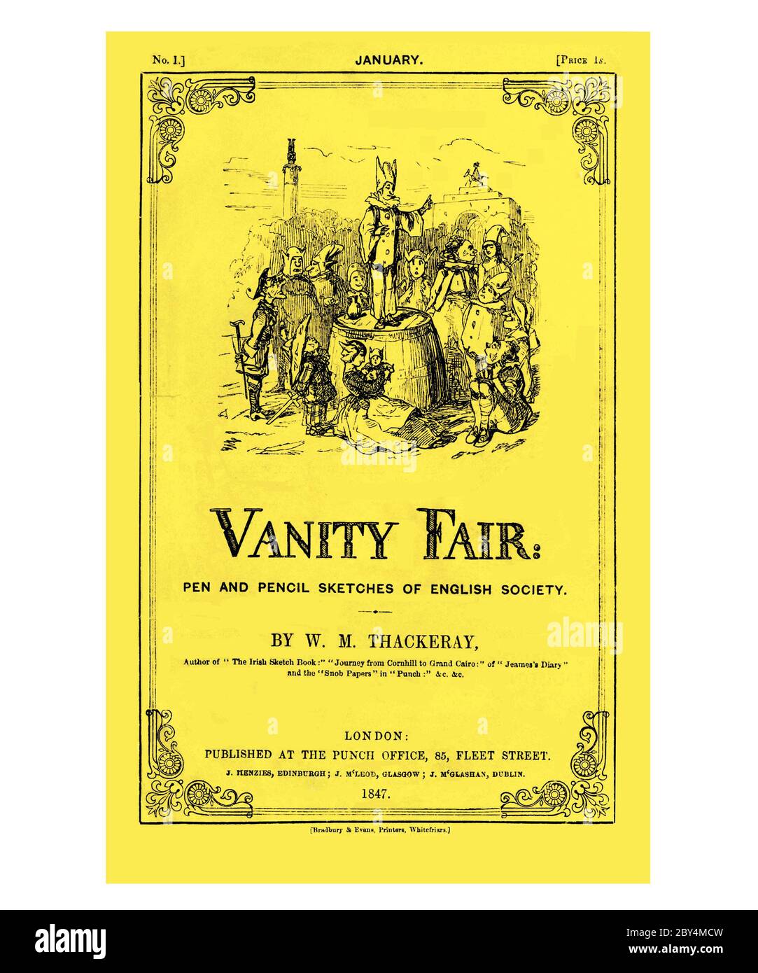 Thackeray W Vanity Fair Front Cover First Issue Serialised Novel Refreshed and Reset Stock Photo