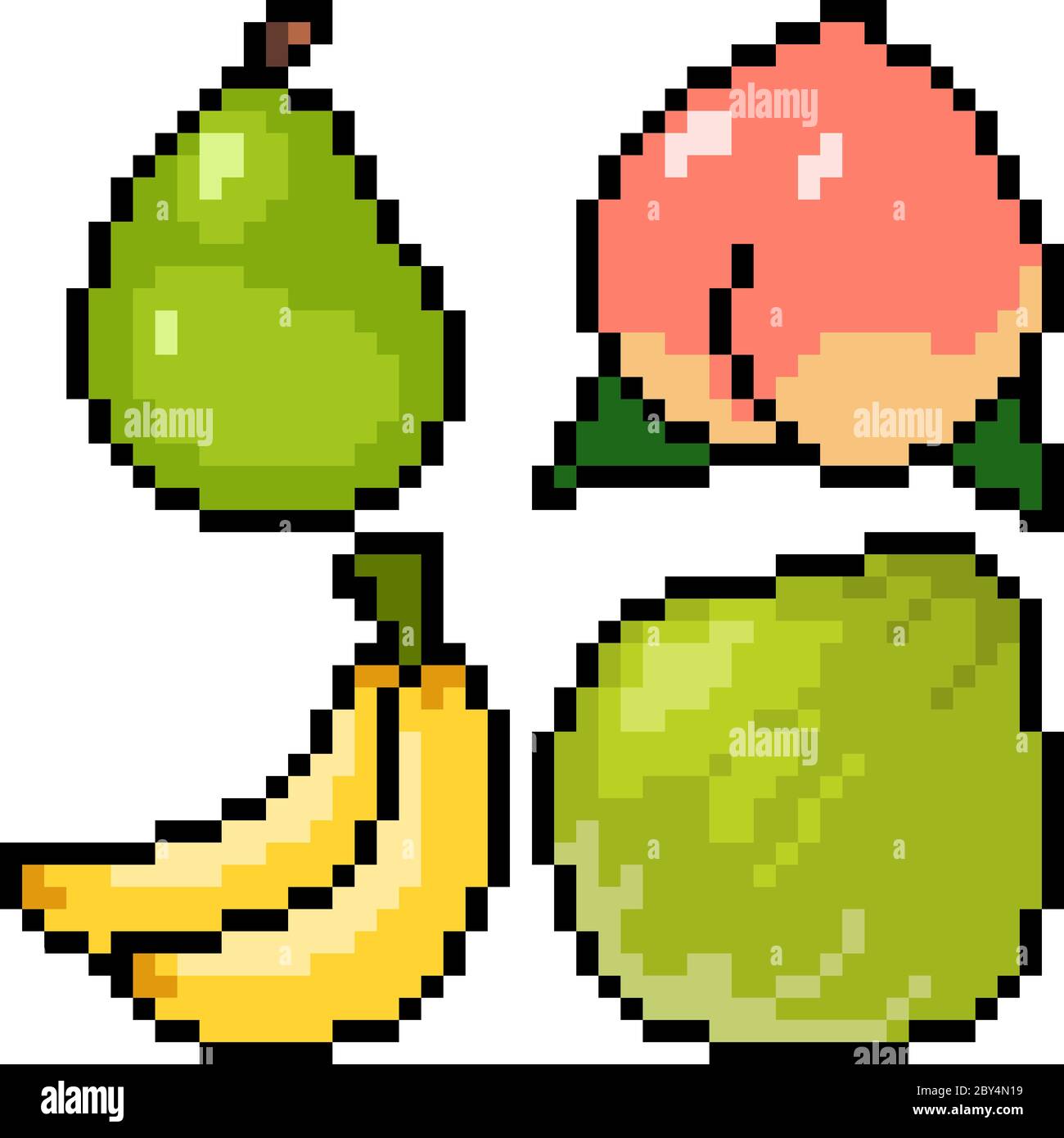 Fruits Pixel Art Icons Set Watermelon Stock Vector (Royalty Free