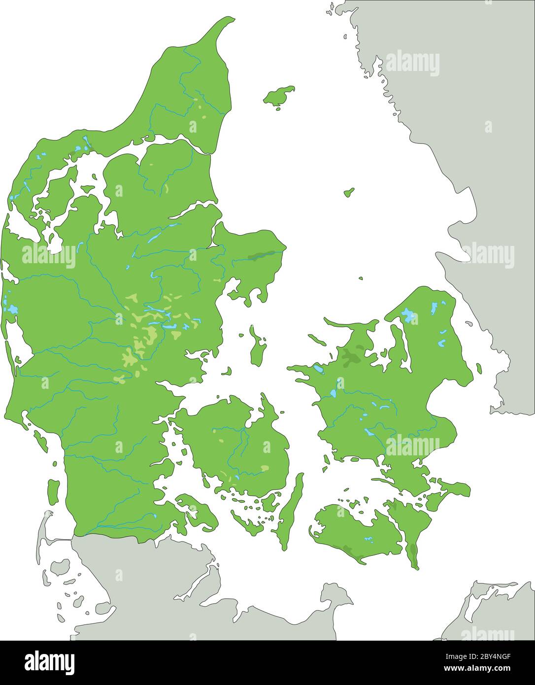 Denmark Relief Map Hi Res Stock Photography And Images Alamy High Detailed Denmark Physical Map 2BY4NGF