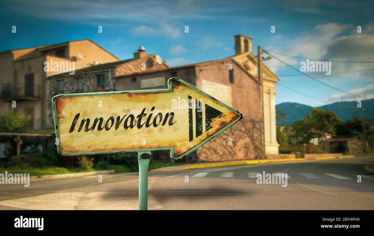 Street Sign the Direction Way to Innovation Stock Photo - Alamy